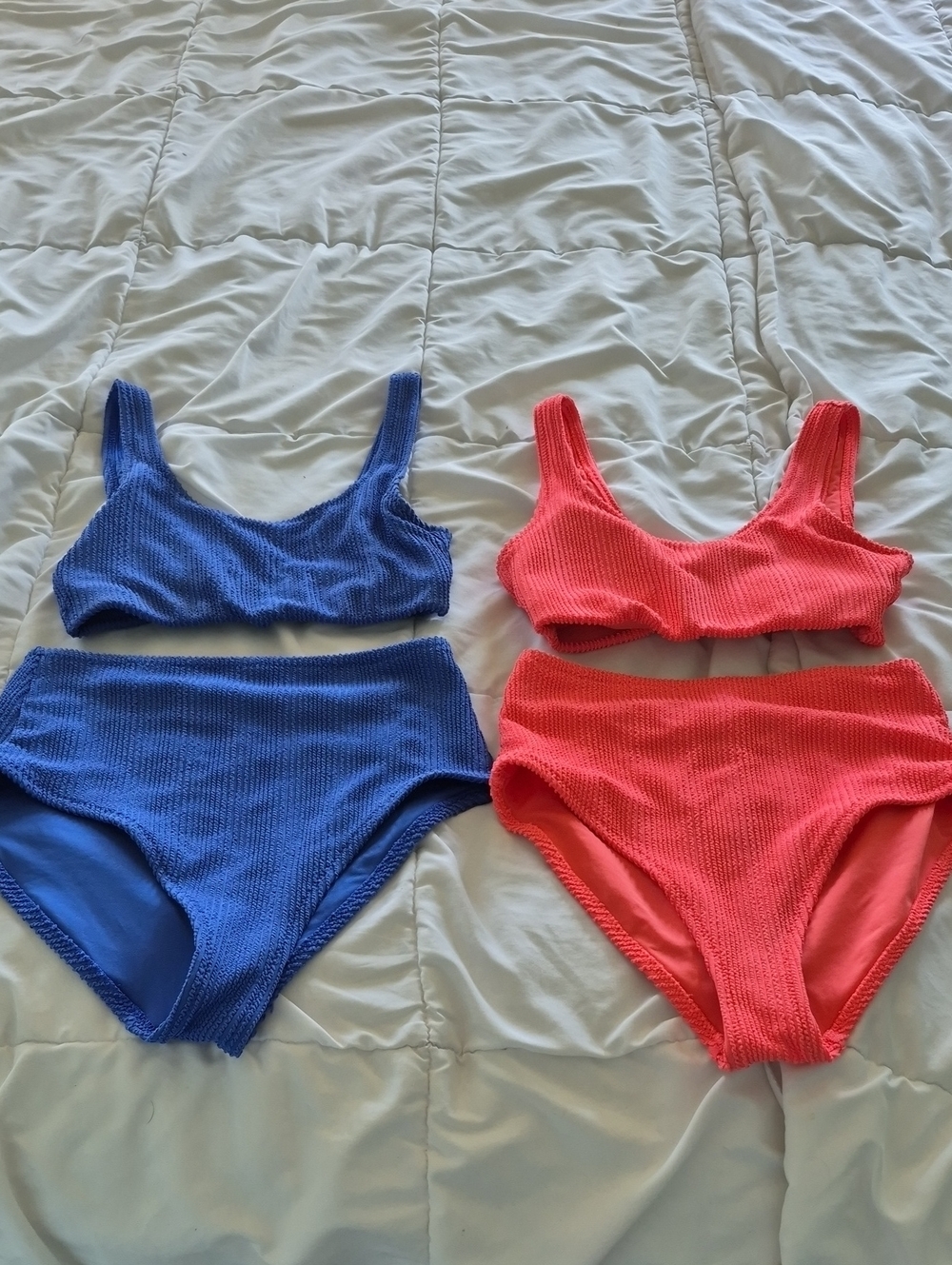 Old Navy Ribbed Bikini Set — Blue and Coral